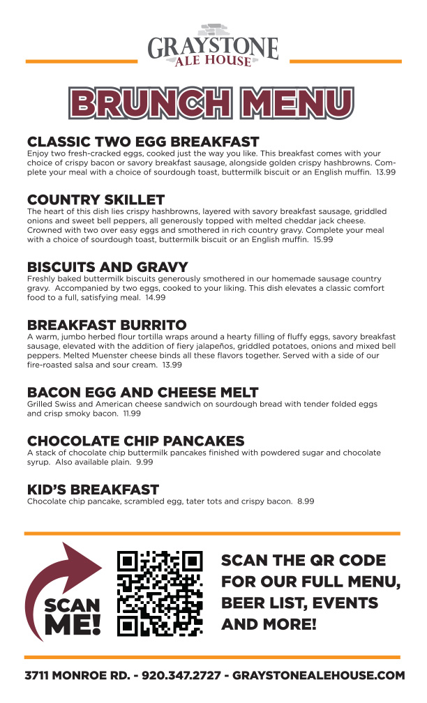 Graystone Ale House - Breakfast Menu